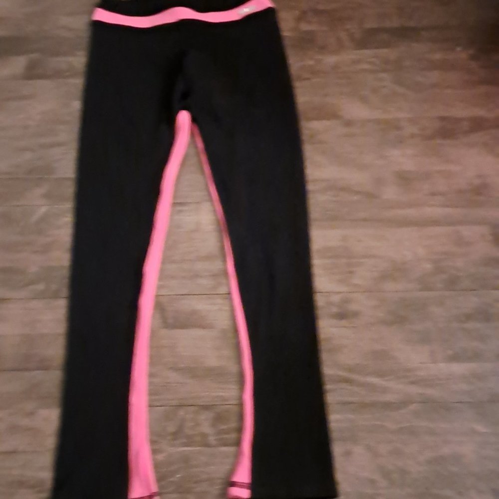 NWT Mondor black figure skating pants pink stripes size medium women